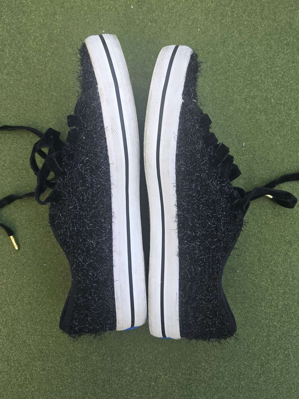 KEDS Kate Spade Anthropologie 6½ Kickstart Black Sparkle Tinsel Fuzzy SPARKLE - Picture 13 of 16